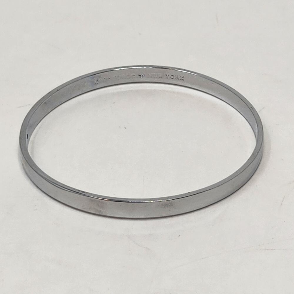 Kate Spade Find The Silver Lining Idiom Bangle Bracelet Silver Tone Designer